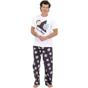RICK AND MORTY Pajamas Set, 2 Piece Pjs for Men, Rick Morty Shirt and Pant Pj Gift Box Set for Adults (Large, On the Grid)