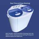 Garatic Portable Compact Mini Twin Tub Washing Machine w/Wash and Spin Cycle, Built-in Gravity Drain, 13lbs Capacity For Camping, Apartments, Dorms, College Rooms, RVs, Delicates and more