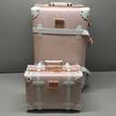urecity Vintage Suitcase Set for Women, Vintage Luggage Sets for Women 2 Piece, Cute Designer Trunk Luggage, Retro Suit Case, Luggage Zipperless TSA Approved, Elegant Pink, 20"+12