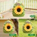 Bird Houses for Outside Green Cottage Resin Birdhouse, Garden Outdoor Decor Bird House with Sunflower and Bees, Birdhouses for Outdoors for Bluebird Finches Cardinals