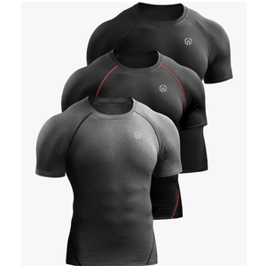 NELEUS Men's 3 Pack Athletic Compression Base Layer Workout Shirt L
