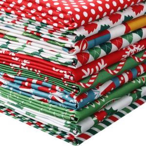 Tatuo 10 Pieces Christmas Cotton Fabric Squares Precut Quilting Patchwork Christmas Snowflake Print Red Green Fabric for Xmas Sewing Crafting DIY Supplies(50 x 50 cm/ 19.68 x 19.68 Inch)