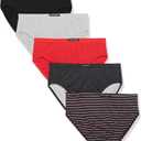 Papi Men's 5-Pack Cotton Low Rise Brief (Medium, Grey/Red)