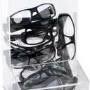 Safety Glasses Dispenser With Two Lids - Dustproof Acrylic Bin Holder for Protective Eyewear Goggles Used in Industrial, Factory and Lab Settings, Wall Mount or Countertop