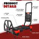 Folding Hand Truck, 2 in 1 Portable Heavy Duty Carrying Moving Dolly Cart with 4 Foldable Wheels and Retractable Handle Duty 330lbs (Red with Folding Basket)