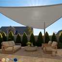 GORILLA GRIP Heavy Duty Sun Shade, UV Protection Fade Tear and Rust Resistant Triangle Sunshade Canopy, Curved Edges Blocks Sunlight, Breathable Sail, Outdoor Patio, Lawn Garden Butter Cream 18x18x18