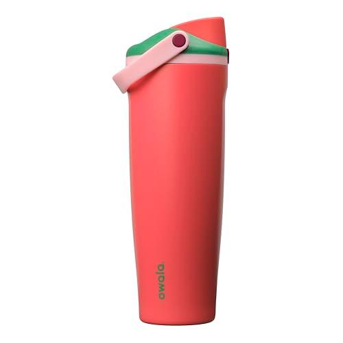 Owala FreeSip Sway Insulated Stainless Steel Water Bottle with Two-Way Spout, Built-In Straw and Bucket Handle, Made for Travel, School, and Sports, 40oz, BPA Free, Leak Proof, Strawberry Fields