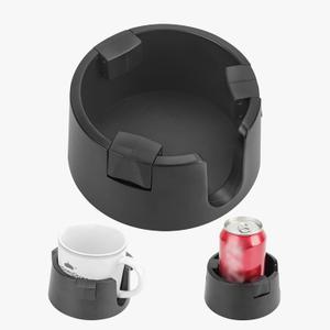 Anti-Spill Cup Holder, Adjustable Inner Diameter Drink Coaster with Sticker, Drink Holder for Home Office Outdoors (Black)