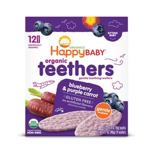 Happy Baby Organics Baby Snacks, Gentle Teething Wafers, Gluten Free & Vegan, Blueberry & Purple Carrot, 12 Count (Pack of 6)(BB: September 12, 2025) Happy Baby Organics Baby Snacks, Gentle Teething Wafers, Gluten Free & Vegan, Blueberry & Purple Carrot, 12 Count (Pack of 6)(BB: September 12, 2025)