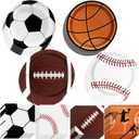 Sports Birthday Party Decorations 80Pcs Sports Party Plates and Napkins Baseball Football Soccer Basketball Rugby Disposable Paper Plates Napkins for Boy Birthday Party Decoration Supplies Favors