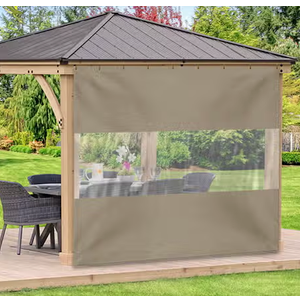 Curtain With Clear Vinyl Panel, Size 6 x 10 Ft