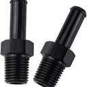 EVIL ENERGY 1/4" NPT Male to 3/8" Barb Fitting Adapter Straight Aluminum Black 2PCS