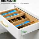 HULISEN Double Layer Bamboo Utensil Drawer Organizer, 2 Tier Silverware Cutlery Drawer Organizer with Sliding Top & Removable Knife Holder, Deep 8-Slot Kitchen Drawer Organizer
