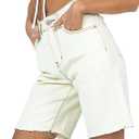 CHICZONE Womens Bermuda Jean Shorts Stretchy Mid Waisted Denim Shorts with Pockets (White, XL)
