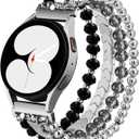Lerobo Beaded Bracelet Band Compatible with Galaxy Watch 7/6/5/4/Active 2 40mm 44mm/Watch 4 Classic 42mm 46mm/6 Classic 43mm 47mm/5 Pro 45mm, Women Girl 20mm Handmade Fashion Stretchy Watch Band