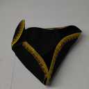 Spooktacular Creations Black Pirate Hat, Colonial Tricorn Hat with Gold Trimming for Adults, Halloween Renaissance Costume Accessory for Revolutionary War RolePlay Party