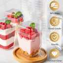 TOFLEN 50 Pack 5 oz Plastic Dessert Cups with High Lids for Party, Mini Dessert Cups with Spoons Dessert Shooter Cups for Yogurt Parfait, Appetizer, Pudding, Fruit and Ice Cream