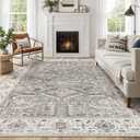 5x7 Area Rugs for Living Room - Washable Soft Large Vintage Rug Non-Slip Stain Resistant Traditional Stain Resistant Indoor Floor Low Pile Carpet for Bedroom Dining Room or Home Office - Gray