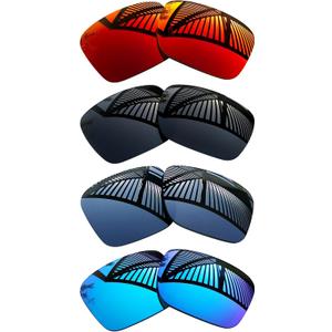 4 Pairs Replacement Lenses for Oakley Holbrook OO9102 / Holbrook Asian Fit (AF) OO9244 Sunglasses - Solid Black+Titanium+Ice Blue+Fire Red