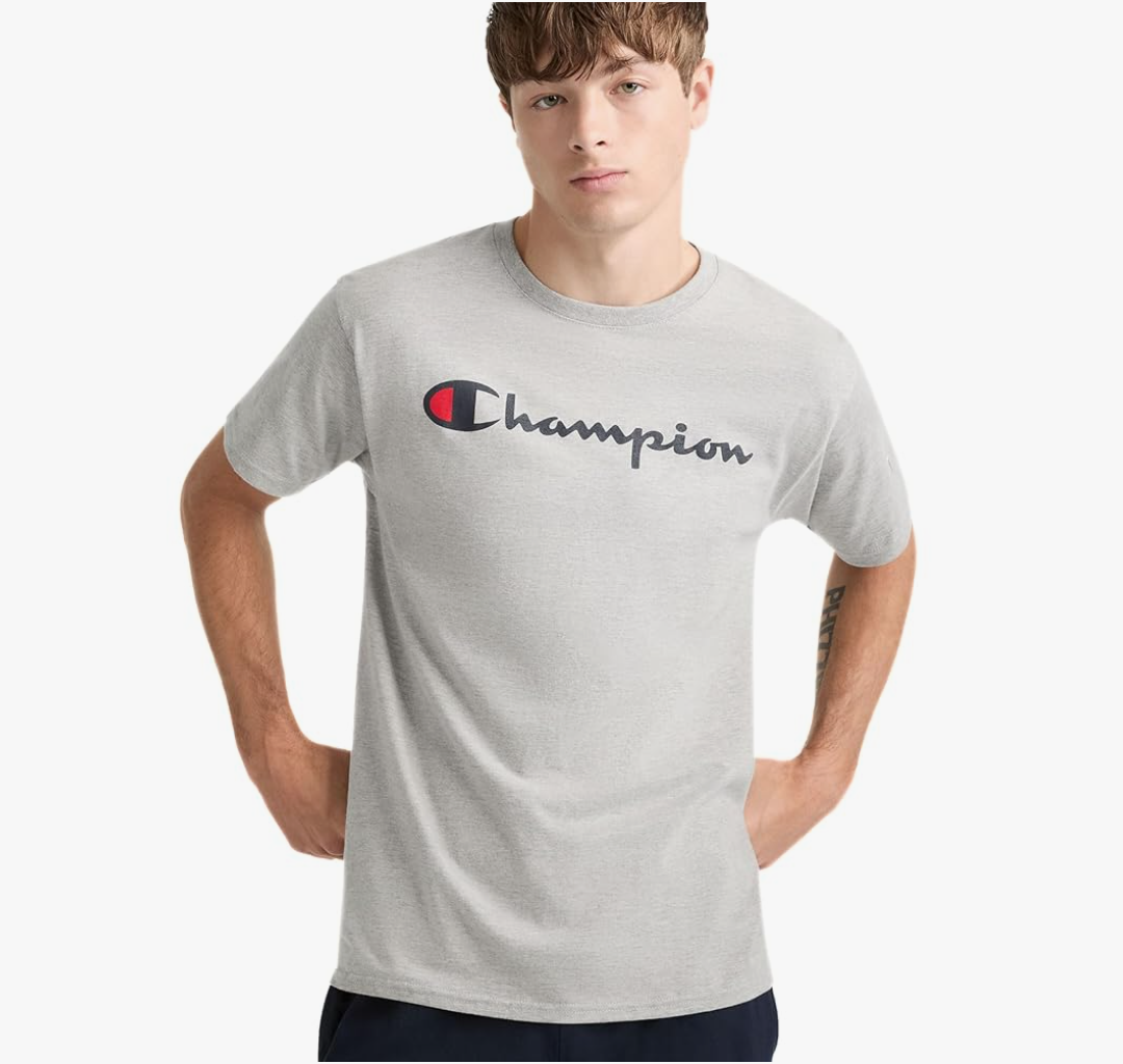 Champion Men's T-shirt, Cotton Midweight Men's Crewneck Tee,t-shirt for Men, Graphic Script, L