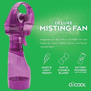 O2COOL Deluxe Handheld Battery Powered Water Misting Fan (Purple) (Single)