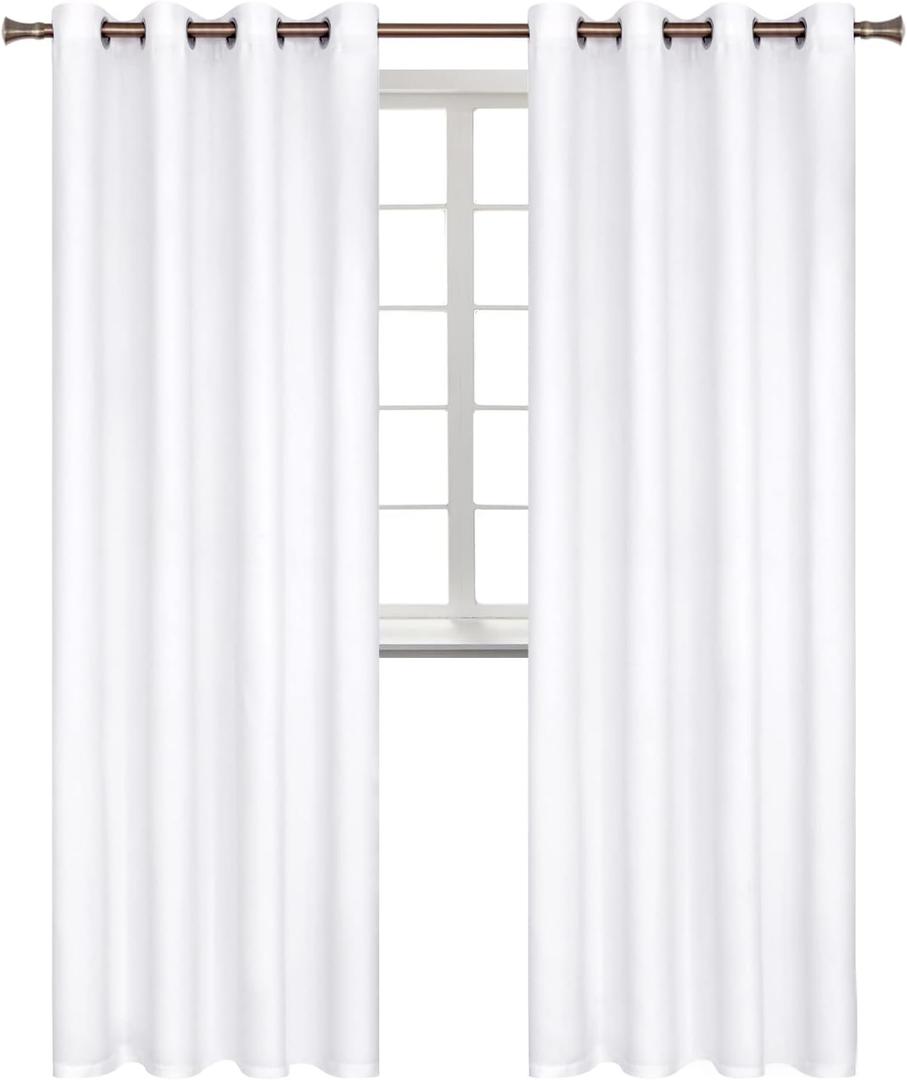 BGment Room Darkening Curtains 95 Inches Long - Grommet Thermal Insulated Drapes Window Treatment Curtains for Bedroom, 2 Panels, 52 x 95 Inch, Pure White