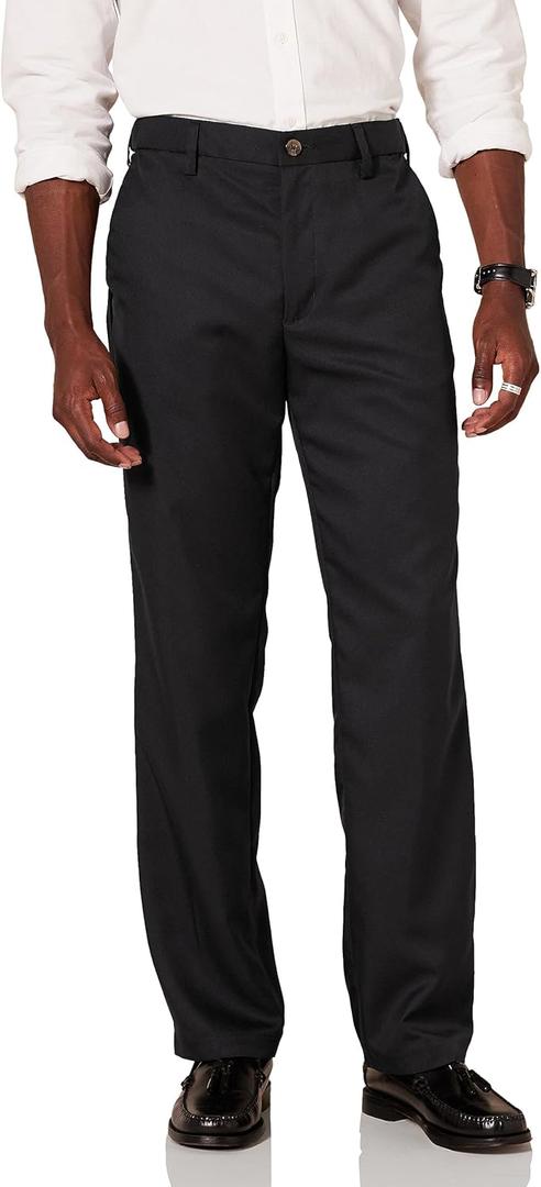 Amazon Essentials Men's Classic-Fit Expandable-Waist Flat-Front Dress Pant (40W x 34L, Black)