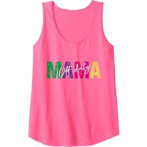 Womens Funny retro vintage mom mama off duty mothers day women Tank Top (M, Pink)