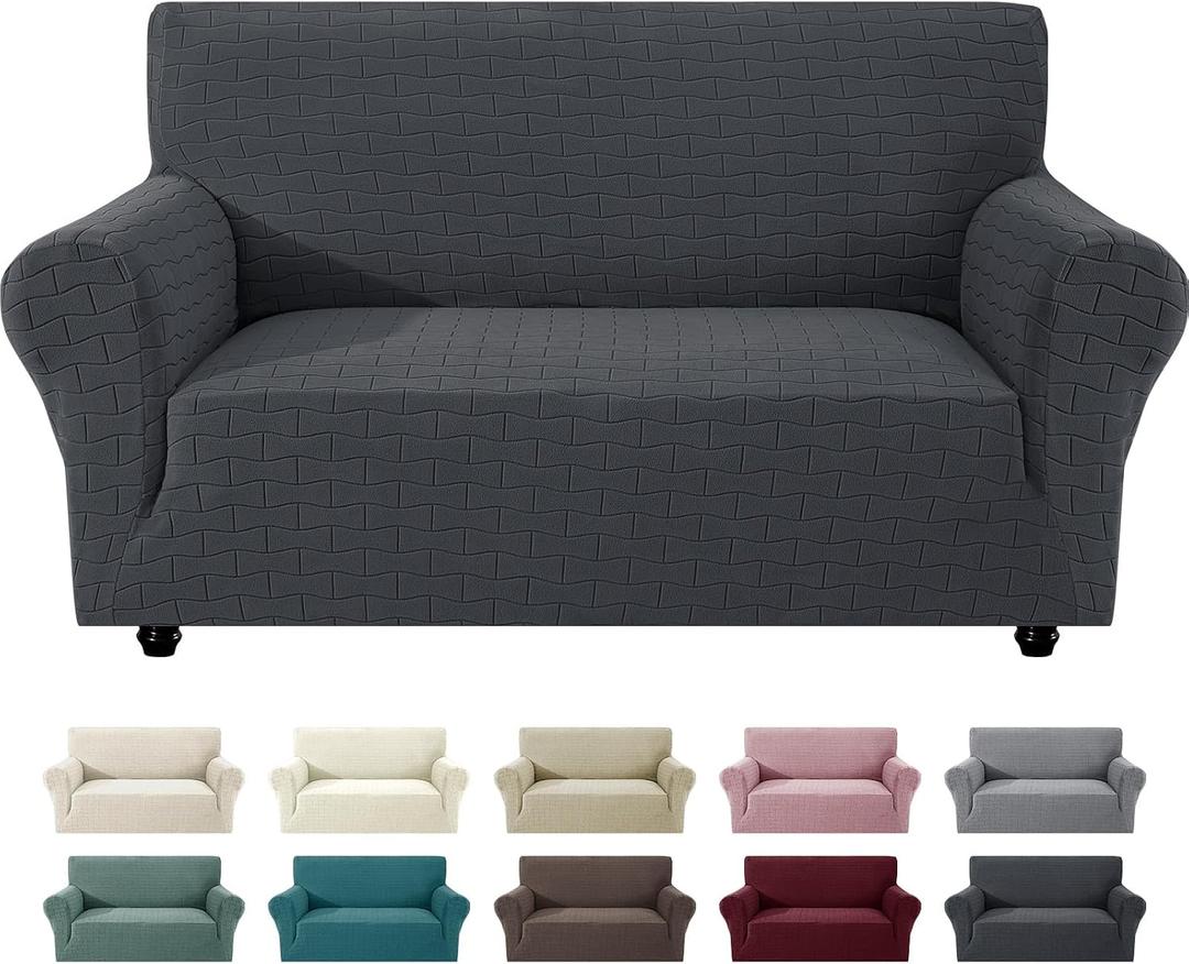 Stretch Couch Cover for Dogs Non-Slip Sofa Slopcover,Dark Gray | 1 Piece 55"-69" Loveseat Covers,Soft, Elastic Bottom, Non-Skid Foam, Machine Washable, Pet Friendly, for Dogs & Cats, Kids