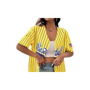 Baseball Shirt Jersey Women Baseball Player T-Shirt Game Day Fan Graphic Tees Button up Short Sleeve L