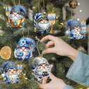 36Pcs 12-Design 3.14-Inch Hanukkah Gnome Wooden Ornaments with Hemp Rope (DIY Blessings)