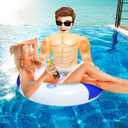 Silph PLC Pool Float, Inflatable Swim Ring with Cup Holder for Party, Pool Toys for Adult/Kids Relaxing & Pool Hunk Ring for Lifeguard