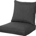 QILLOWAY Polyester Outdoor Chair Cushion Set,Outdoor Cushions for Patio Furniture, All Weather.Charcoal Grey/Black