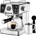 GIANNA Espresso Machine 20 Bar, Compact Espresso Maker with Steam Milk Frother, Stainless Steel Coffee Machine with 60oz Removable Water Tank for Cappuccino, Latte, Silver
