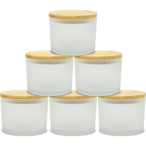 SUPMIND 16oz 3 Wick Candle Jars 6 Pack - Large Empty Frosted Glass Candle Making Jars with Bamboo Lids, Bulk Candle Containers for Making Candles