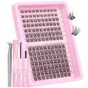 Natural Lash Extension Kit 8-16mm Lash Clusters Wispy Eyelash Clusters Sweatproof Lash Clusters C Cluster 144pcs with Bond and Seal Lash Glue and Eyelash Extension Tweezers DIY at Home