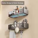 Voldra Shower Caddy Suction Cup, Shower Shelves for Inside Shower No Drilling, Aluminum Suction Showers Organizer for Wall with Towel Bar & Hooks Removable Bathroom Storage Rack(2 Pack-Gray)