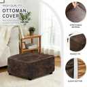 ANARACHON Leather Like Ottoman Cover, Stretch Small Square Ottoman Covers, Rectangular Ottoman Slipcovers with Removable Washable Non-Slip Elastic Bottom for Footstools (02 Brown, XX-Large)