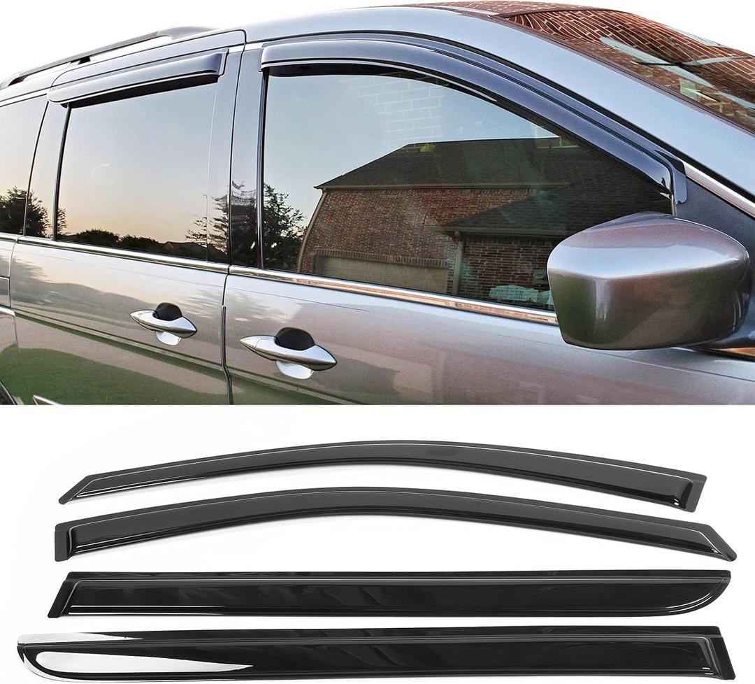 Window Visor Compatible with 2008-2010 Honda Odyssey, Acrylic Smoke Tinted 4PCS Sun Rain Guard Wind Vent Air Deflector by IKON MOTORSPORTS, 2009