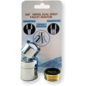 TOTOMO Kitchen Sink Faucet Aerator (Solid Brass) 2 Spray-mode (Shower&Bubble Stream) 360 Swivel Booster Sprayer adapter Water Saving Head attachment replacement - Chrome