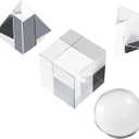 4 Pack K9 Optical Crystal Photography Prism Set, Include 50mm Crystal Ball, 50mm Crystal Cube, 50mm Triangular Prism, 50mm Optical Pyramid with Wiper Cloth and Box, Photography Accessory for Teaching