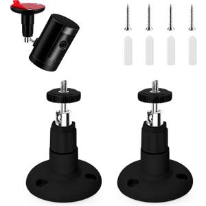 2 Pack Ring Camera Mount Bracket for Ring Stick Up Cam, Ring Outdoor Cam Plus , Ring Indoor Cam | 360 Adjustable Wall Mount or Celling Mount , No Drill , Weatherproof - Black