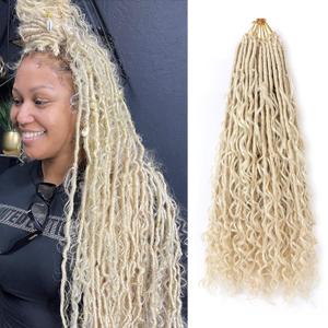 9 Packs Crochet Hair 18Inch Goddess Locs with Curly Ends Long Bohemian River Pre Looped Crochet Hair for Black Women(18inch,613#)