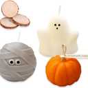 3pcs Halloween Ghost Candles - Ghost Pumpkin Candles Burning Candles Spooky Ghost Scented Candles Halloween Gifts Box Party Bedroom Room Table Decorations, Pack of 2