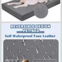 Vonabem Outdoor Waterproof Dog Bed Washable, XL Large Crate Pad 42 inch, Wipeable Leather Pet beds with Removable Cover, Foam Orthopedic Anti-Slip Kennel Pads Reversible, 41"x27" Grey