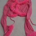 KnniMorning TEES Sexy Women Long Sleeve Tie-up Cardigan Deep V Solid Crop Tops Fur Trim Fashion Knitted Sweaters, Small