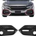 Front Driver and Passenger Side Fog Light Covers Bumper Trim Compatible with Honda Civic Hatchback 2017 2018 2019 2020 2021 Black