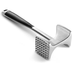 KITEXPERT Meat Tenderizer Hammer with Comfortable-Grip Handle, Dual-side Mallet for Kitchen, Heavy Duty Pounder For Tenderizing Steak, Beef and Fish (Silver)