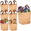 ZOOFOX 6 Pack Small Wicker Basket with Handle, 4" x 4.5" Woodchip Baskets for Gifts Empty, Rustic Style Basket Flower Girl Baskets for Wedding Home Party Decor Easter Gift Packing