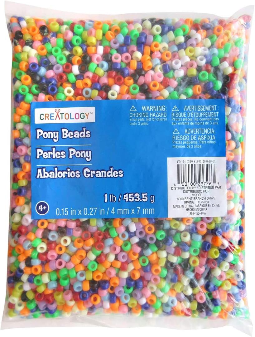 Creatology Pony Beads, 4mm x 7mm, 1 Pound, Multicolor